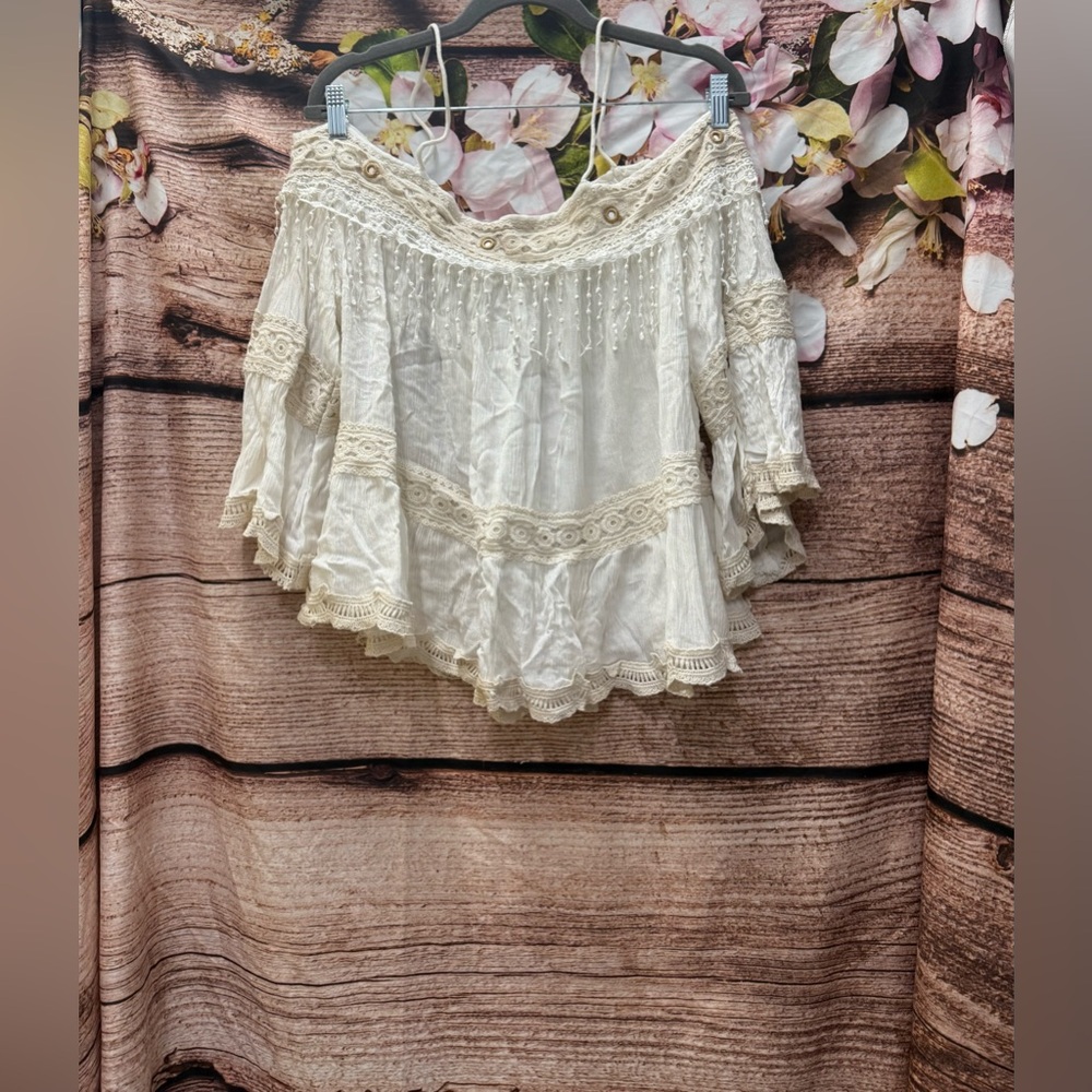 Lace Off-Shoulder Cream Blouse